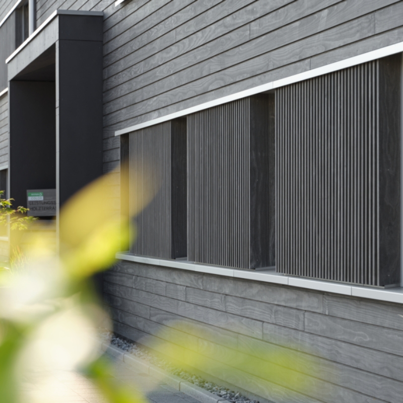 Millworks timber cladding in Accoya Color Grey.
