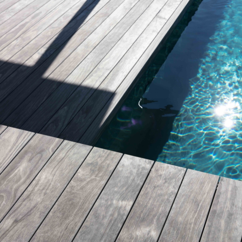Swimming pool decking from Millworks Ltd in Accoya Color Grey.