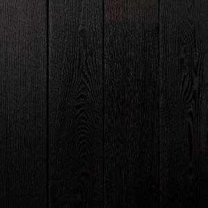 ThermoWood® Ash cladding timber with a wire brushed texture and finished in MillCoat® Charcoal Black colour, from Millworks Ltd.