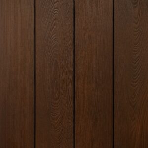 ThermoWood® Ash cladding timber with a wire brushed texture and finished in Gusterson Copper colour, from Millworks Ltd.