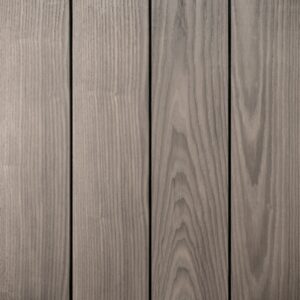 ThrermoWood® Ash cladding timber, wire brushed and factory coated with OrganoWood® surface treatment for consistent weathering, from Millworks Ltd.