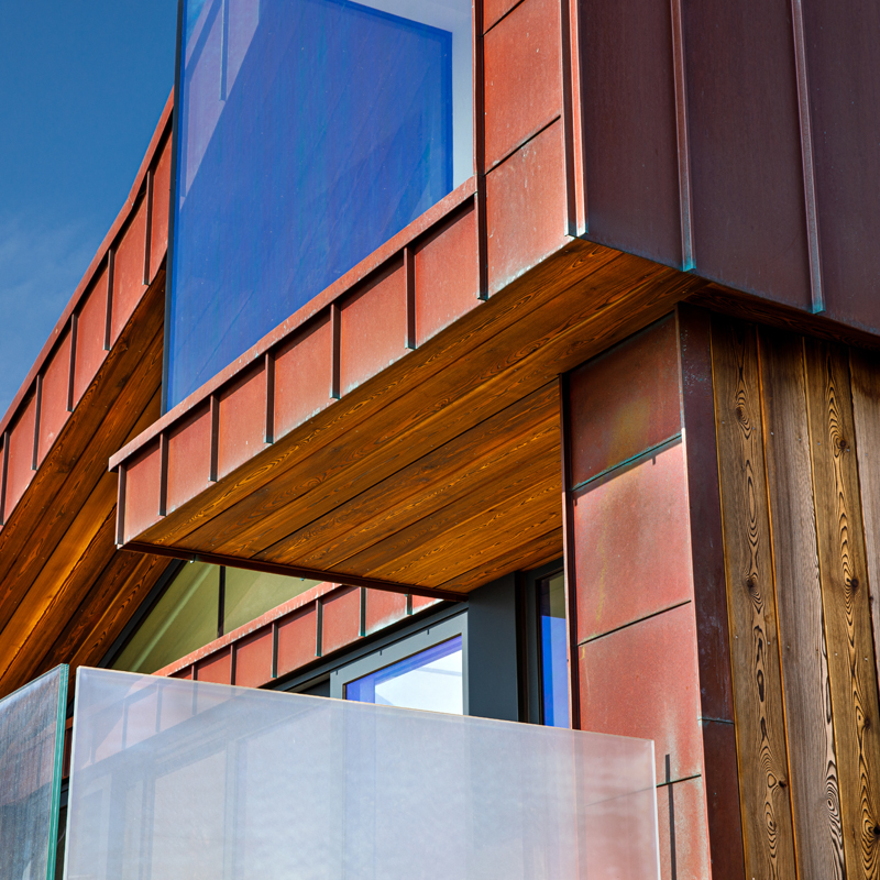 Sections of larch timber wall showing burned mokuzai effect