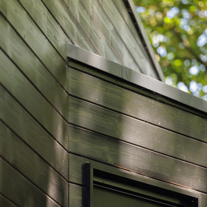 Closeup of timber clad wall