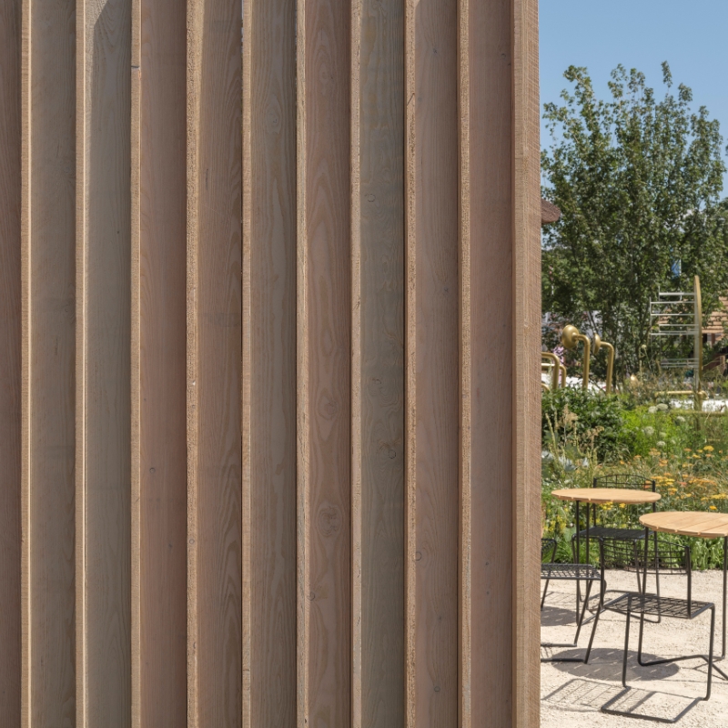 ICENILarch® is a UK-grown Larch timber shown here is a MillCoat weathered finish.