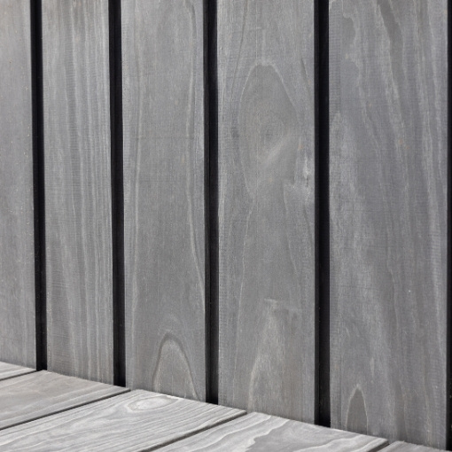Accoya Color Grey shown in timber cladding and decking boards.