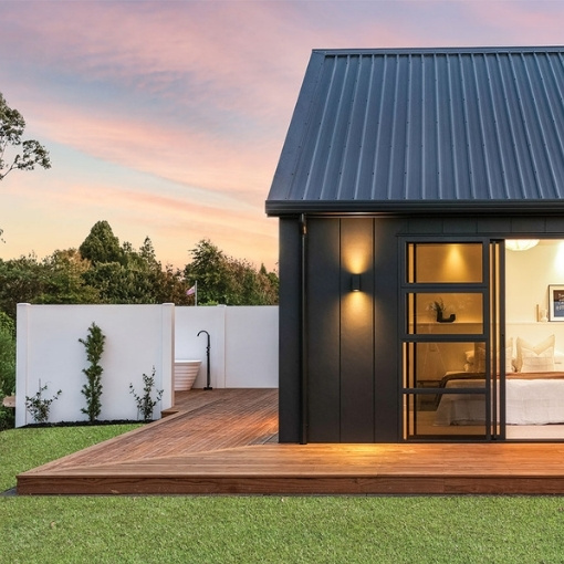 Imbue shown in wrap-around timber decking.
