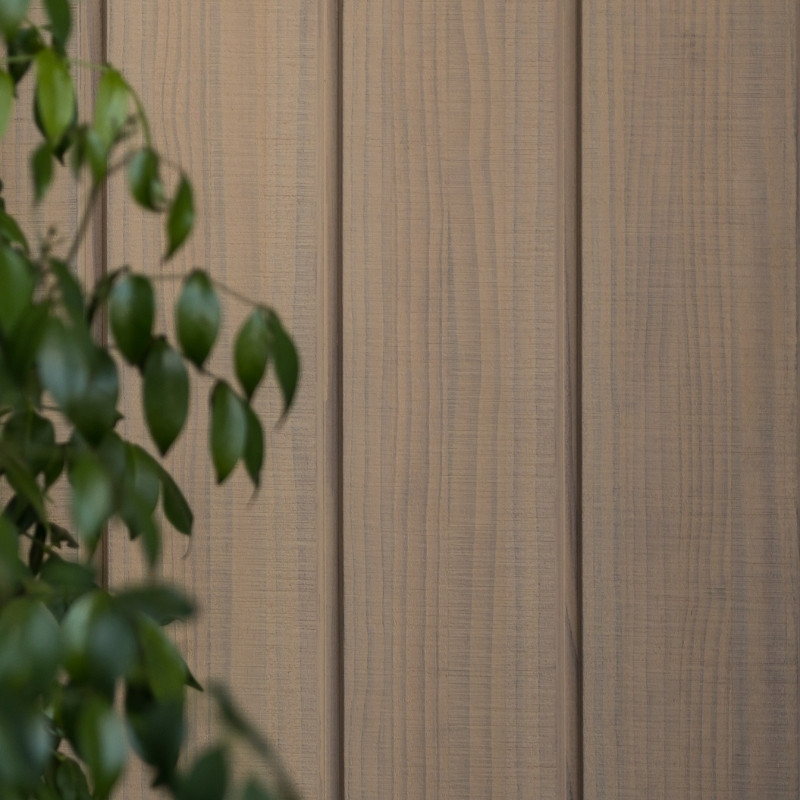 Close up of the vertical grain pattern on Abodo Vulcan timber cladding.