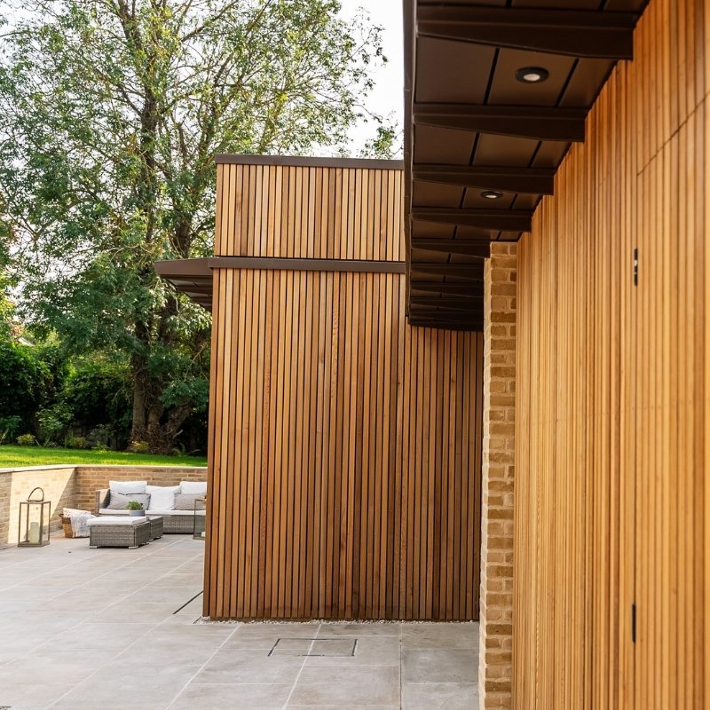 Western Red Cedar Timber Cladding on a single storey extension.