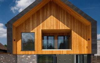 Larch timber cladding from Millworks on gable end.